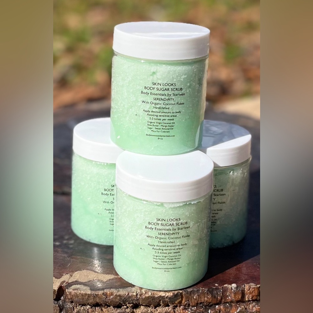 Body Sugar Scrub SERENDIPITY with Organic Coconut Flakes Handcrafted - Picture 1 of 1